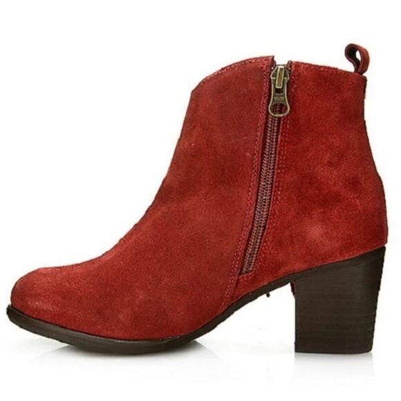 MATISSE CLOEY SUEDE LEATHER FRINGE DETAILED SIDE ZIP ANKLE BOOTS sz 10 rust new - Picture 3 of 5